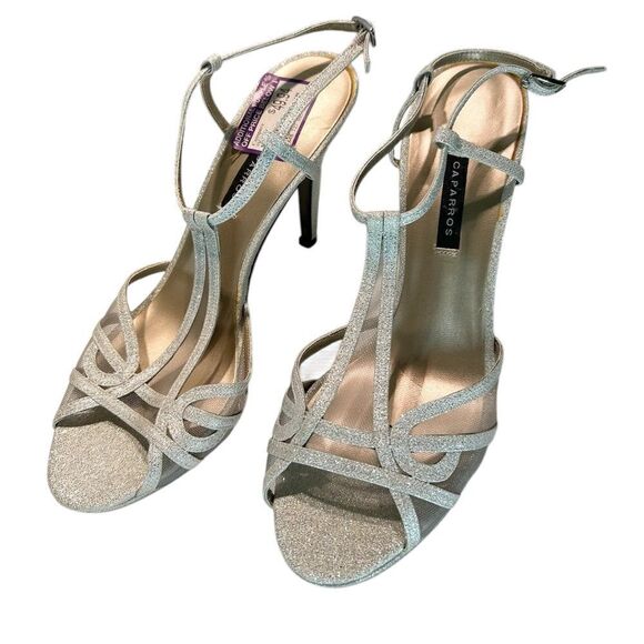 Caparros Laura Silver Glitter and Mesh Strappy Sandal 8.5B - Picture 3 of 7
